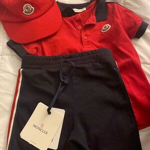 Moncler Kids Red and Black Matching Set